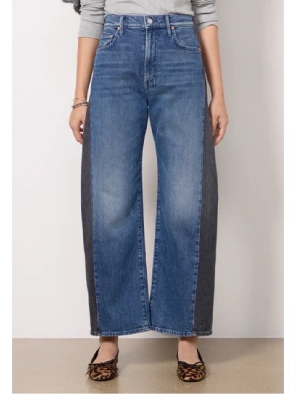 Mother Lil’ Half Pipe Flood Jeans in Black and Blue 29